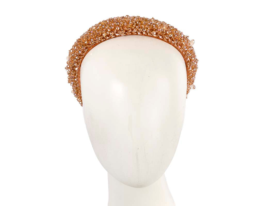 Orange gold crystal headband by Cupids Millinery